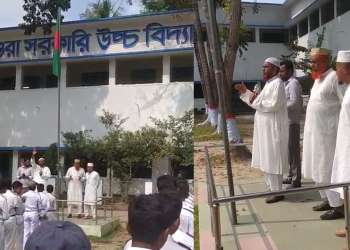 বিদ্যালয়ে গিয়ে দলীয় মার্কা চেনালেন দুই জামায়াত প্রার্থী